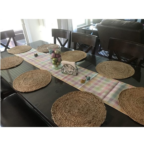 Easter Table Runner Summer Spring Decor Cottage Farmhouse Plaid Decorative Cloth - Picture 2 of 7